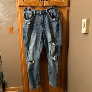 Judy Blue 14W Slim Fit distressed denim blue jeans mid-rise